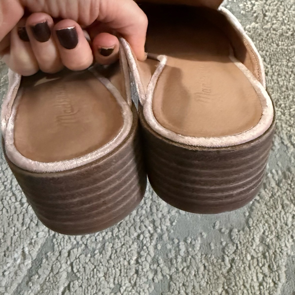 Madewell Willa Loafer Mules pink plush velvet slip on loafer flats size 9 - Picture 8 of 11